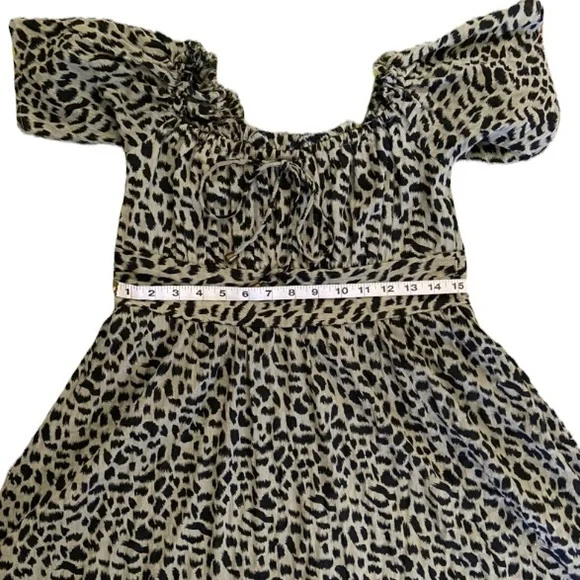 Petal & Pup Remy Dress Emerald Size 8 Animal Print Off The Shoulder Ruffle Midi - Picture 11 of 15